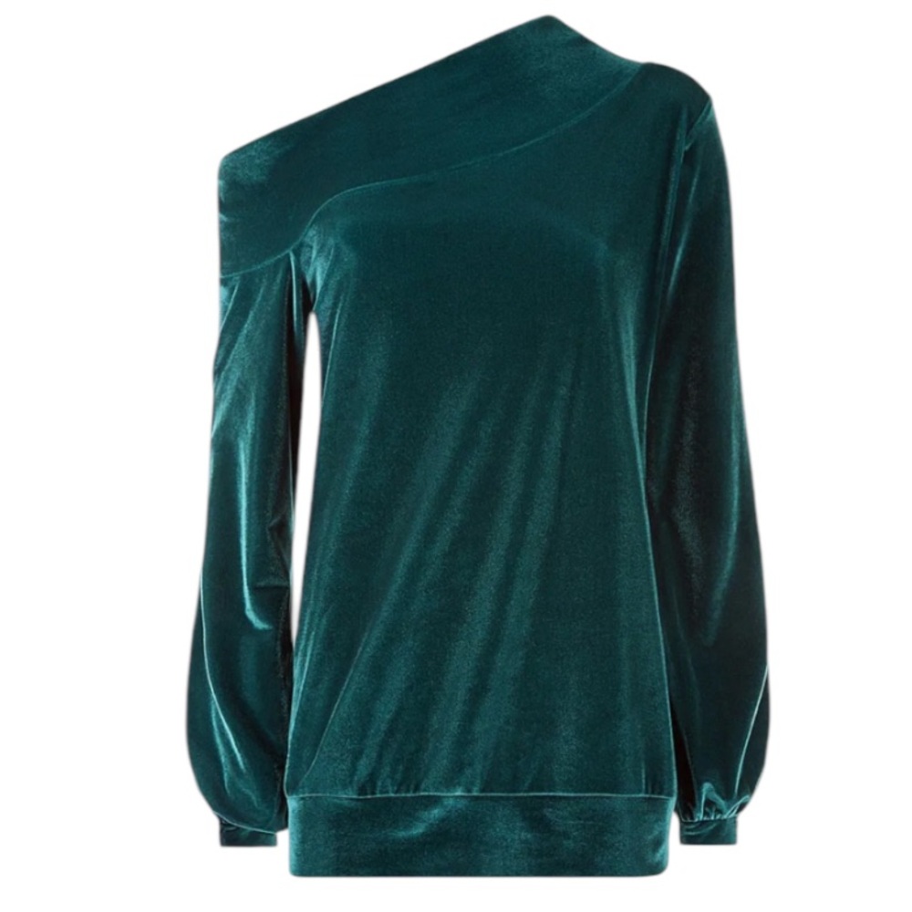 Sweaty Betty Green Velvet Restore One Shoulder Top Size Small